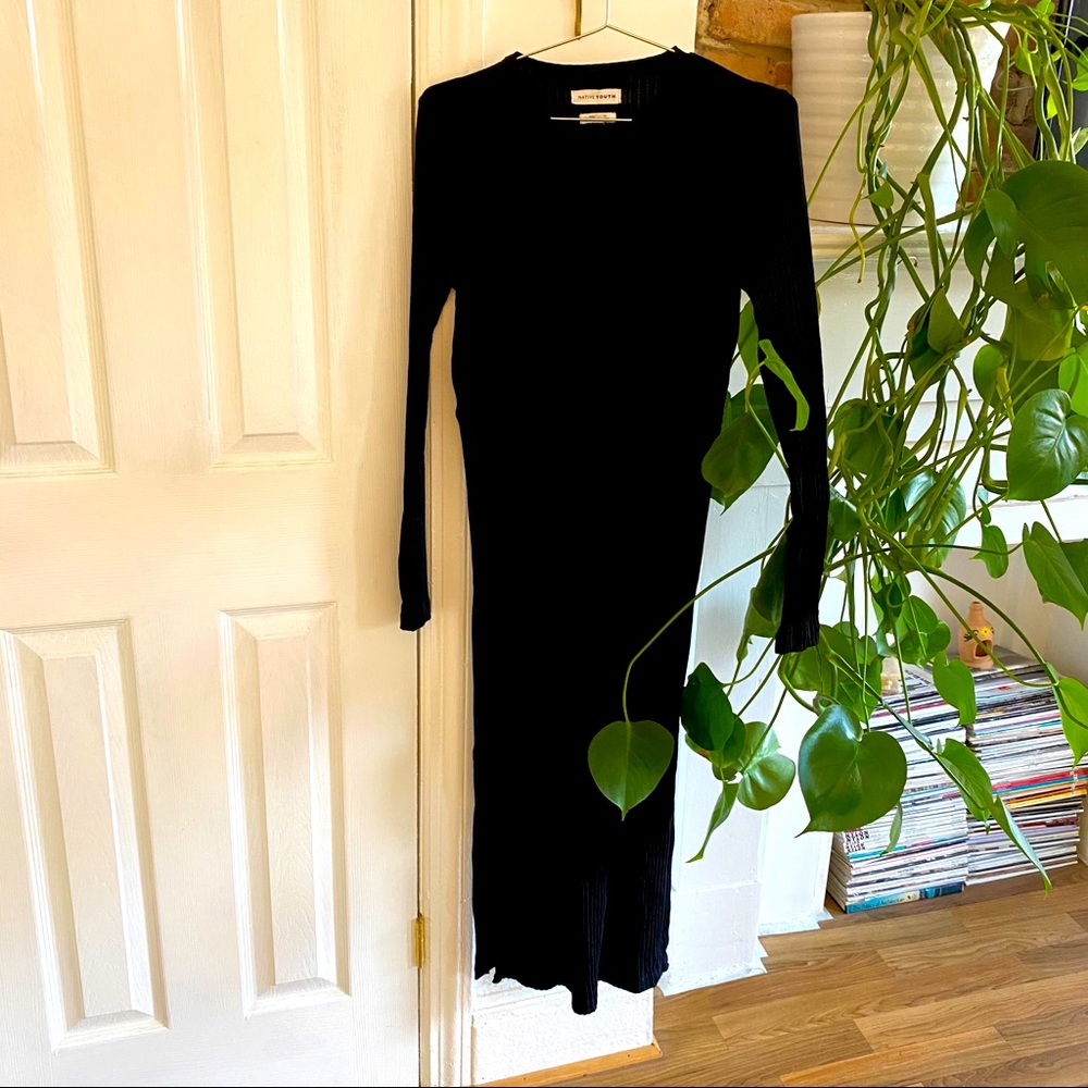 Native Youth Black Ribbed Dress